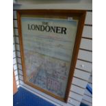 A framed poster 'The Londoner' Saul Steinberg’s View of the World from 9th Avenue,