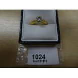 18ct yellow gold solitaire diamond ring, 0.5ct, shank stamped 750, size H/I,