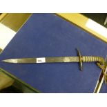 George V British Royal Navy officers sword with gilt metal lions head pommel with white fish skin