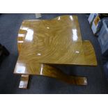 An unusual walnut veneered square coffee table