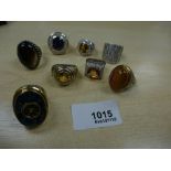 Collection of 8 silver and stone set dress rings, stamped 925