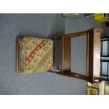 A Victorian mahogany square footstool and an oak standing book trough