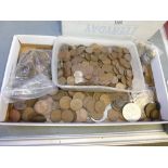 Quantity of old English copper coins etc.