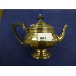 Sheffield late 18th early 19th Century silver teapot, half fluted body, ebony knop and handle,