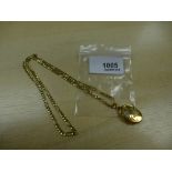 9ct yellow gold neck chain, stamped 375, together with a 9ct yellow gold locket pendant engraved