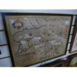 John Speed a 17th century map of the Isle of Wight titled Wight Island 52.5 X 39.5cms