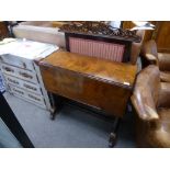 A Victorian French rosewood ladies writing table having drop flap with three drawers and rising