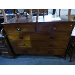 Large Victorian mahogany ch 2 short and 3 long drawers on tapered supports
