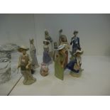 A quantity of Lladro figures and similar