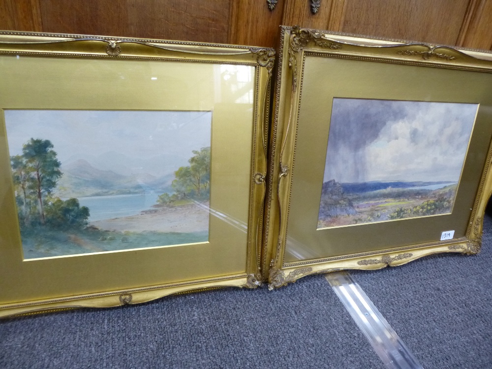 Four Victorian water colours of landscapes one signed Clinton Jones with gold mounts and a - Image 2 of 4