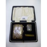 1920s silver smoking set incl. cigarette case and va, Birmingham 1924, makers mark WHH for William