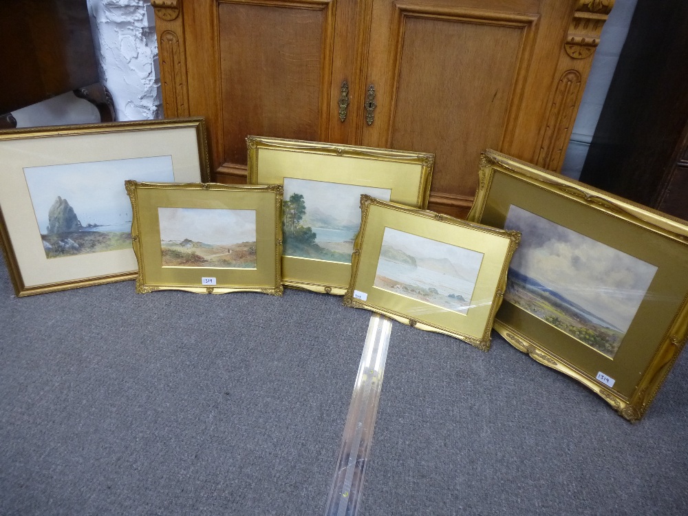 Four Victorian water colours of landscapes one signed Clinton Jones with gold mounts and a