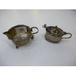 Small Victorian silver cream jug, London 1885, together with a silver mustard pot, Birmingham