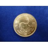 South African 22ct Krugerrand 1975, 1 oz fine gold, weight 34g