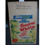 Walt Disney Snow White and the even Dwarfs -1951 - film poster printed on card 56 X 36cm