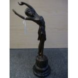 After: Claire Jeanne-Roberte Colinet French 1880-1950: Bronze figure of a young woman dancing