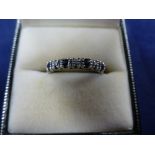 9ct White gold Sapphire/diamond chip ring