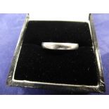 Plain white coloured metal wedding band, size L/M, unmarked, 2.5g