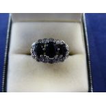 9ct Sapphire diamond chip ring