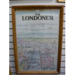 A framed poster 'The Londoner' a view of Oxford Street and london skyline,