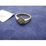 18ct yellow gold Art Deco style ring set with 4 diamonds in a square, Size P, Gross weight 2.9g,