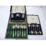 Set of 6 Art Deco silver coffee spoons with blue enamel decoration, Birmingham 1932, together with a