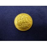 Gold full sovereign 1908, King Edward VII head
