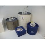 Four Swarovski Crystal boxed ornaments: comprising a pair of Whales, a heart shaped trinket box, a