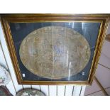 A 19th century old sampler map of England and Wales with floral border. 52 X63cms.
