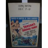 Tazan's Savage Fury - 1952 - film poster printed on card 56cm high 36cm wide