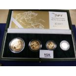 Four coin Sovereign collection for 2004 comprising, double sovereign and five pound coin cased