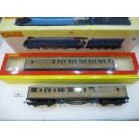 Hornby 00 gauge R2339 LNER Blue Mallard with two LNER coaches
