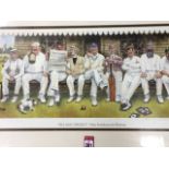 John Edwards (Jedd), a signed village cricket print titled Nine Gentlemen in Waiting, mounted &