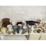 Miscellaneous vases, jugs, teapots, etc., including a Maling blue chintz jug, Wade, handpainted