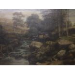 JL Adams, oil on canvas, river landscape with trees and distant buildings, signed & gilt framed. (