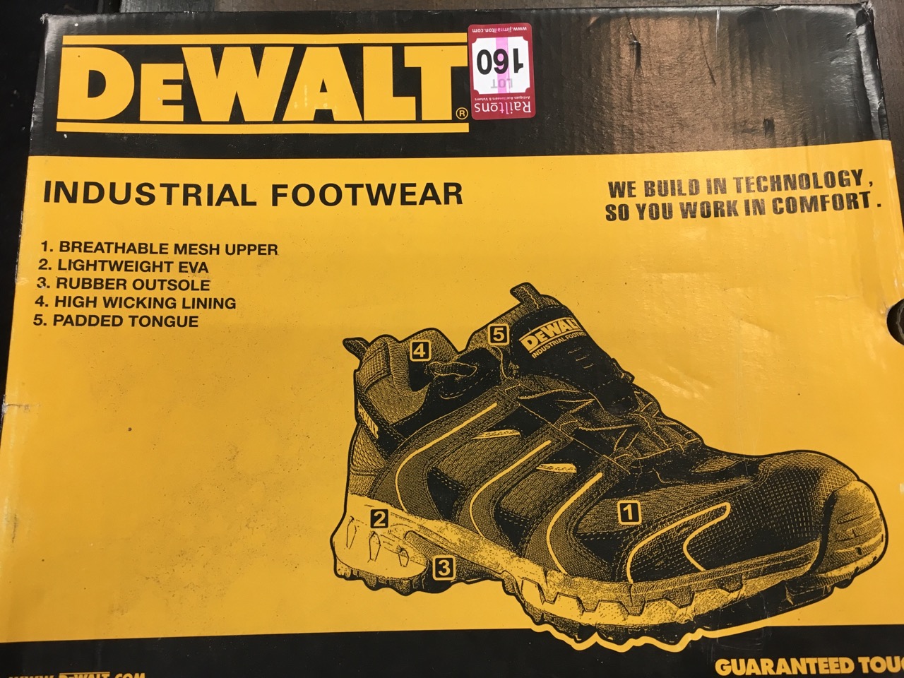 A boxed pair of DeWalt size 9 work boots with metal toe caps, padded tongues, rubber cushion - Image 4 of 6