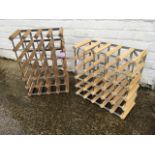 Two wood wine racks, with capacity for 74 bottles. (2)