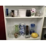 Miscellaneous vases including glass, Portmeirion, blue & white Chinese, art glass, German, etc. (A