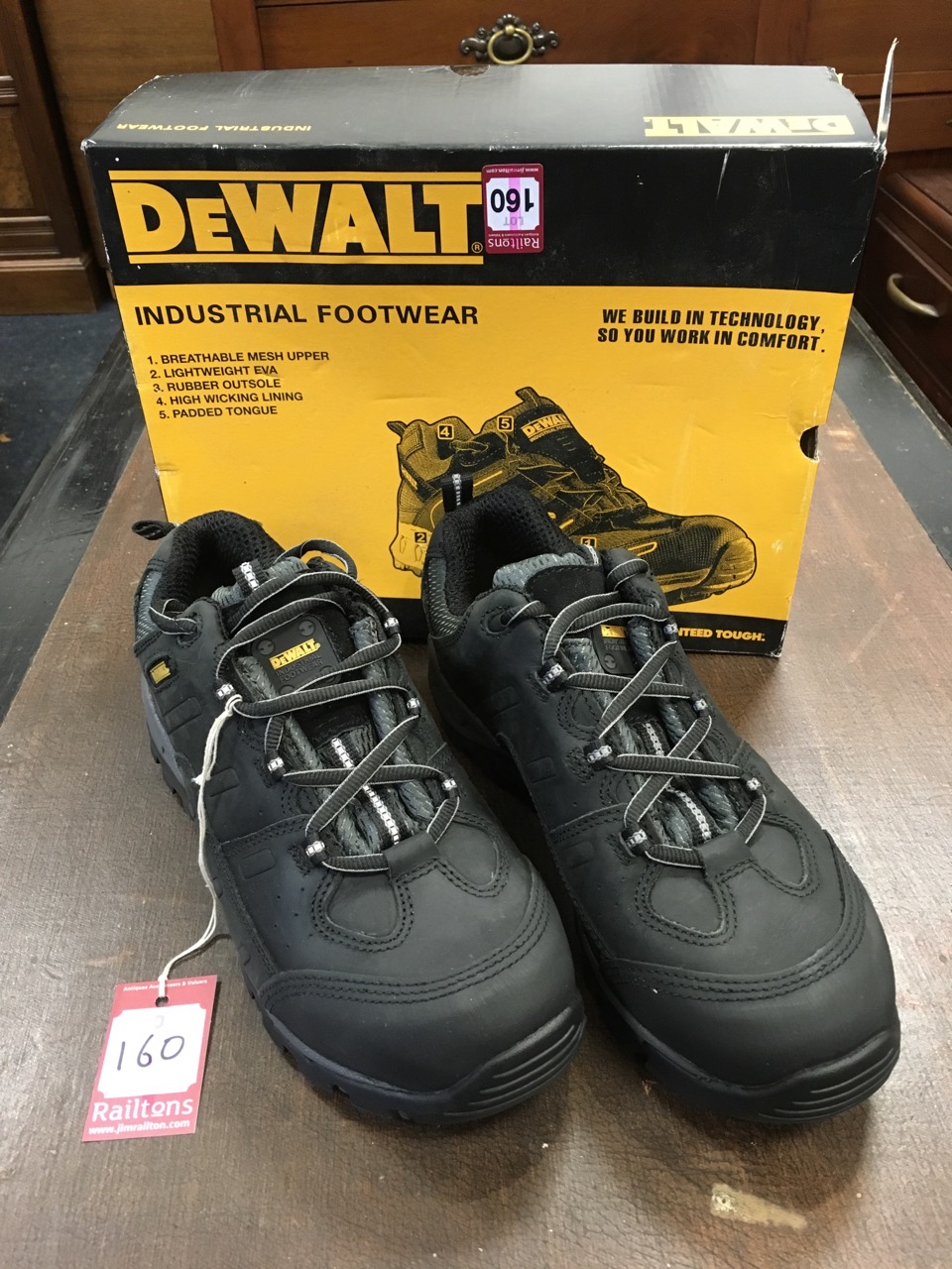 A boxed pair of DeWalt size 9 work boots with metal toe caps, padded tongues, rubber cushion - Image 2 of 6