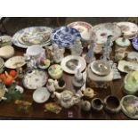 Miscellaneous ceramics including novelty cruet sets, collectors plates, a Sylvac butter dish &