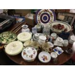 Miscellaneous ceramics including Worcester, Grindley, handpainted bowls, studio pottery, ramekin