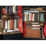 Four boxes of books - fiction, history, novels, biographies, classics, language, wine, non
