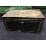 A nineteenth century trunk by Miller & Bannerman Wrights of Glasgow, the box with leather covering