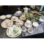 Miscellaneous ceramics including a 50s Meakin Stag part teaset, a Tunstall H&K Viola pattern