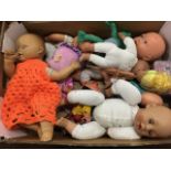 A box of dolls and soft toys. (A lot)