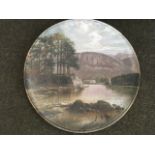 William Mitchell, a circular 1891 terracotta plaque of Derwentwater, with topographical