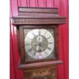 An eighteenth century oak longcase clock with brass dial by Thomas Mankes of Chesterfield, with