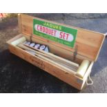A cased Jaques croquet set, complete with instructions, mallets, balls, hoops, post, etc - one