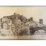 Mike Jobson, a signed sepia print of Durham, numbered, mounted & framed.