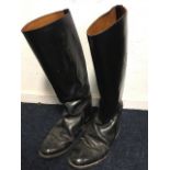 A pair of black leather English made hunting boots by Regent - size 9/10? (2)